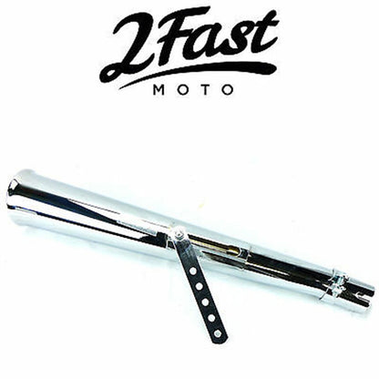 2FastMoto 24" Chrome Upswept Left Side Megaphone Muffler Cafe Racer [MPN: 2fm-80-84015]_665662