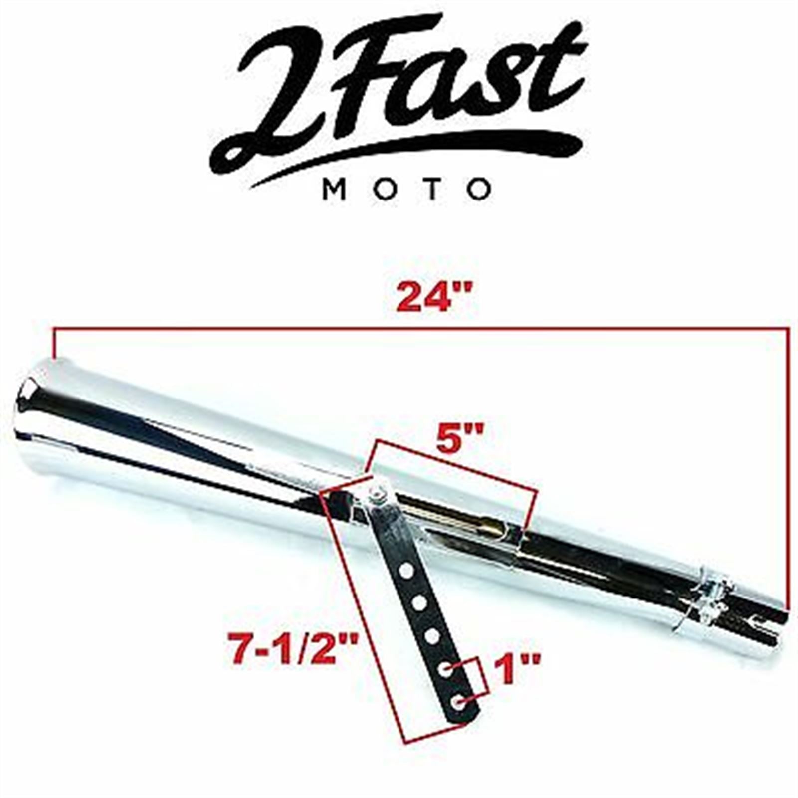 2FastMoto 24" Chrome Upswept Left Side Megaphone Muffler Cafe Racer [MPN: 2fm-80-84015]_665661