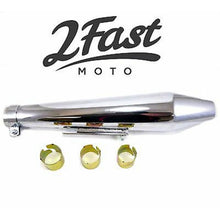 2FastMoto 19 Inch Chrome Shorty Cafe Muffler fits Many Makes and Models [MPN: 80-84032]_668115