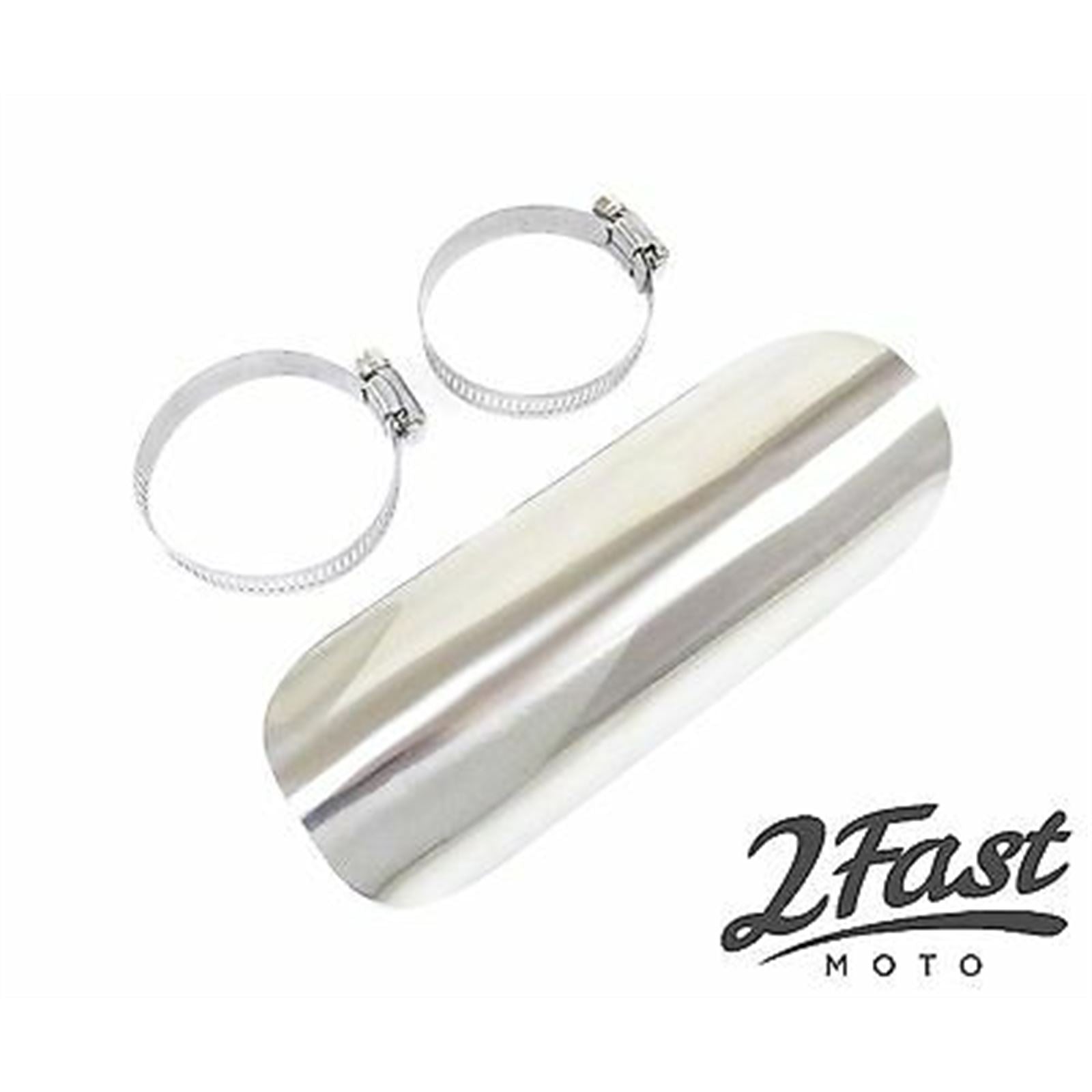 2FastMoto Exhaust Pipe Shield Guard Chrome Steel for Most Motorcycles 05-4128_666746