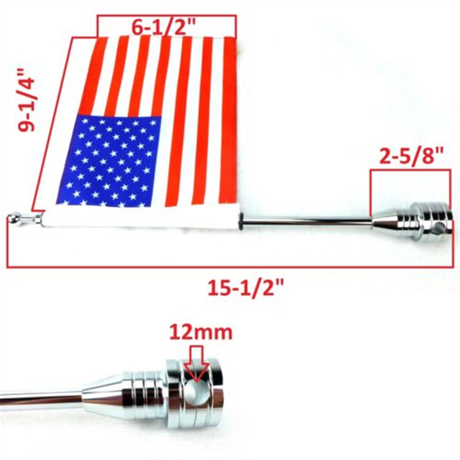 2FastMoto United States of America Motorcycle Flag Pole Mount 6"x9" Flag Chopper Bobber  [MPN: 211.662]_635846