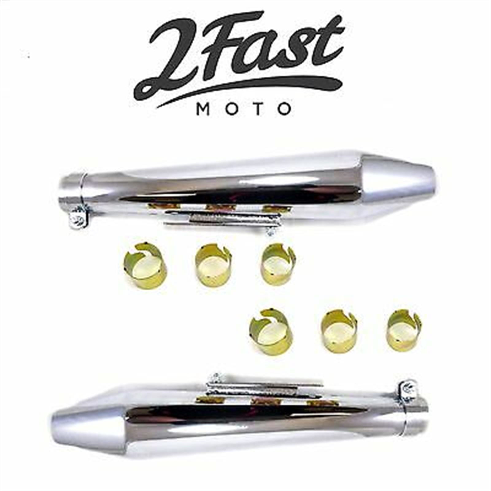 2FastMoto Shorty Hooligan Muffler Café Racer Cruiser Chopper Pair [MPN: 05-1080cx2 / 80-84032]_659972