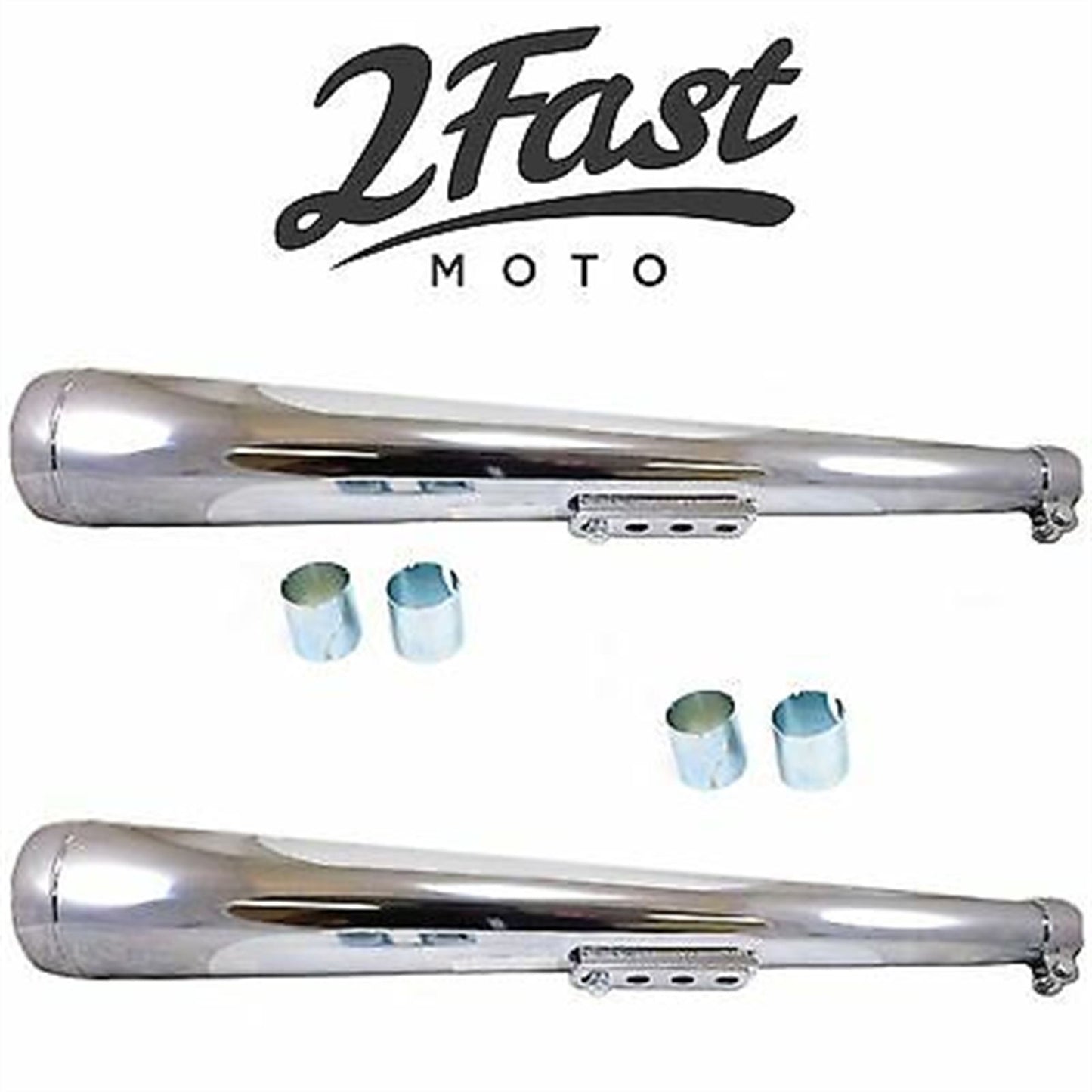 2FastMoto Dunstall Style Exhaust Muffler Pair Cafe Race Chopper Bobber  2fm-80-84050_635753