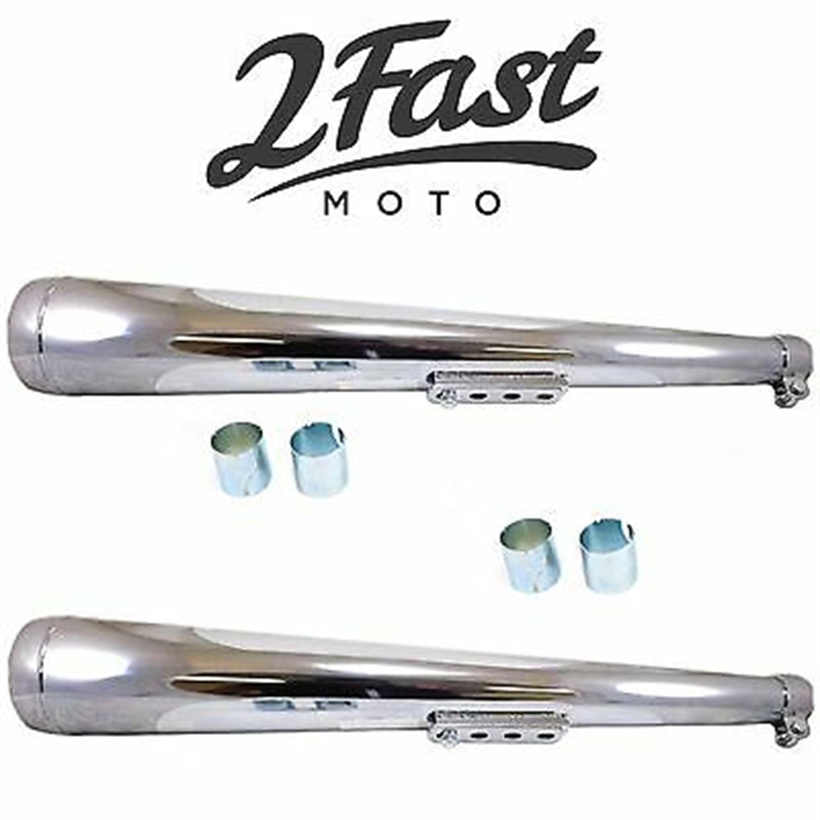 2FastMoto Dunstall Style Exhaust Muffler Pair Cafe Race Chopper Bobber  2fm-80-84050_635753