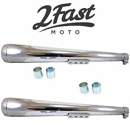 2FastMoto Dunstall Style Exhaust Muffler Pair Cafe Race Chopper Bobber  2fm-80-84050_635753