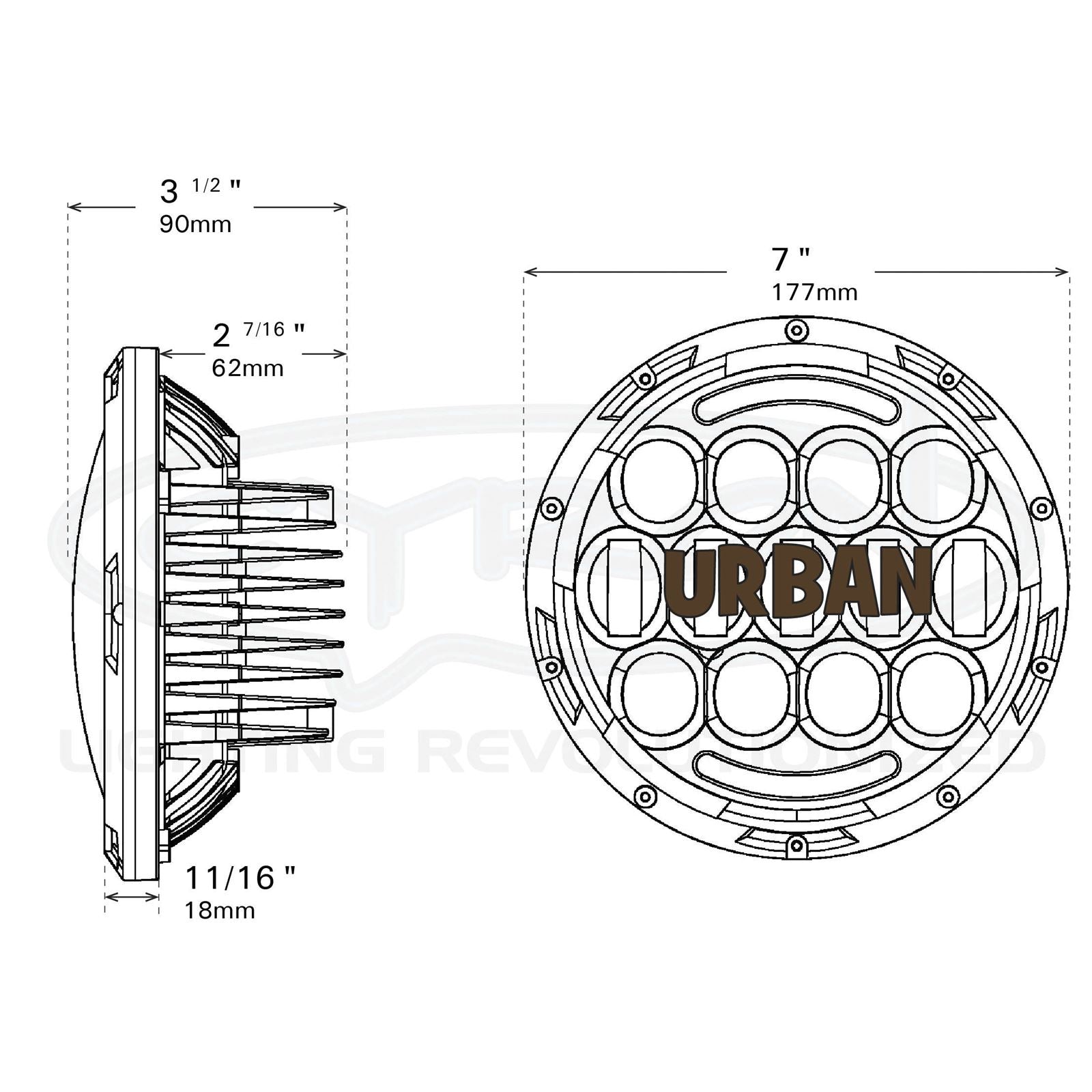 Cyron Lighting Headlight 7" Black ABIG7-A6K_105332