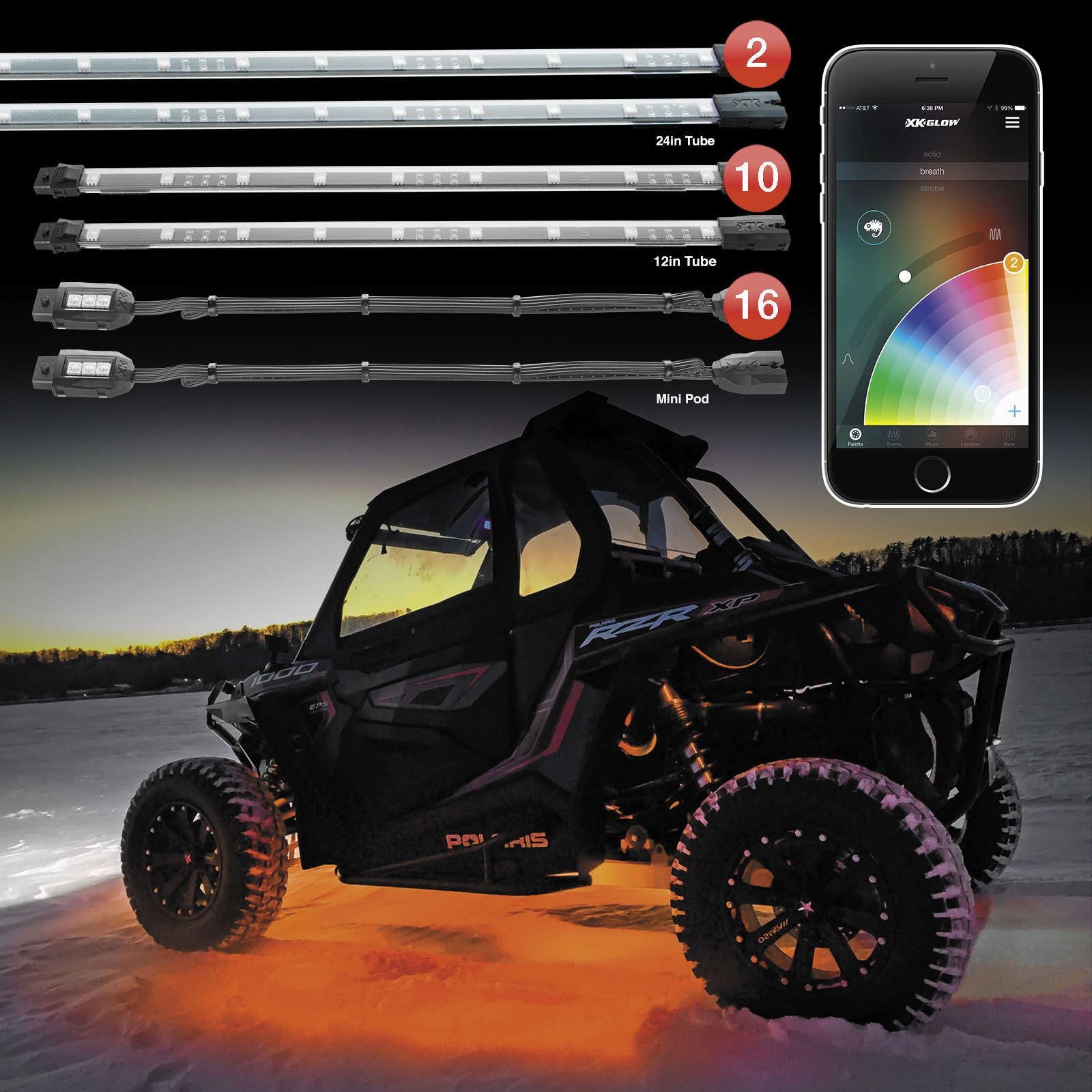 XKGlow  XKChrome RGB UTV Kit - 28-Piece XK-UTV-STA_105734