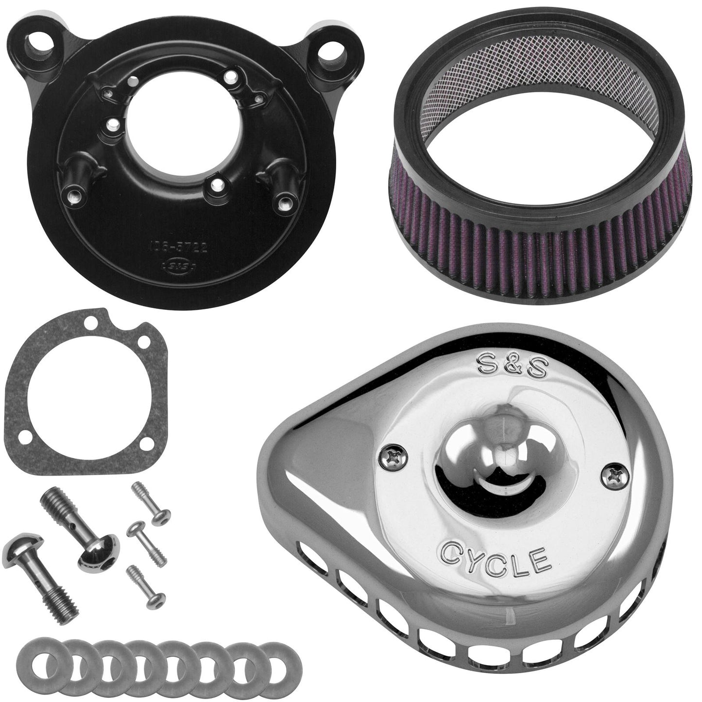 S&S Cycle Air Cleaner Chrome Mounted - '01-17 Twin Cam 170-0441_106534