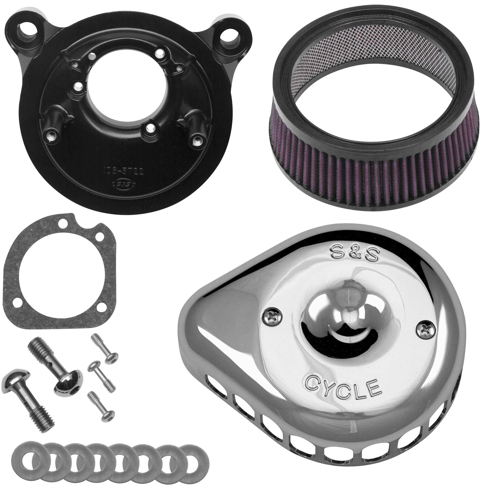 S&S Cycle Air Cleaner Chrome Mounted - '01-17 Twin Cam 170-0441_106534