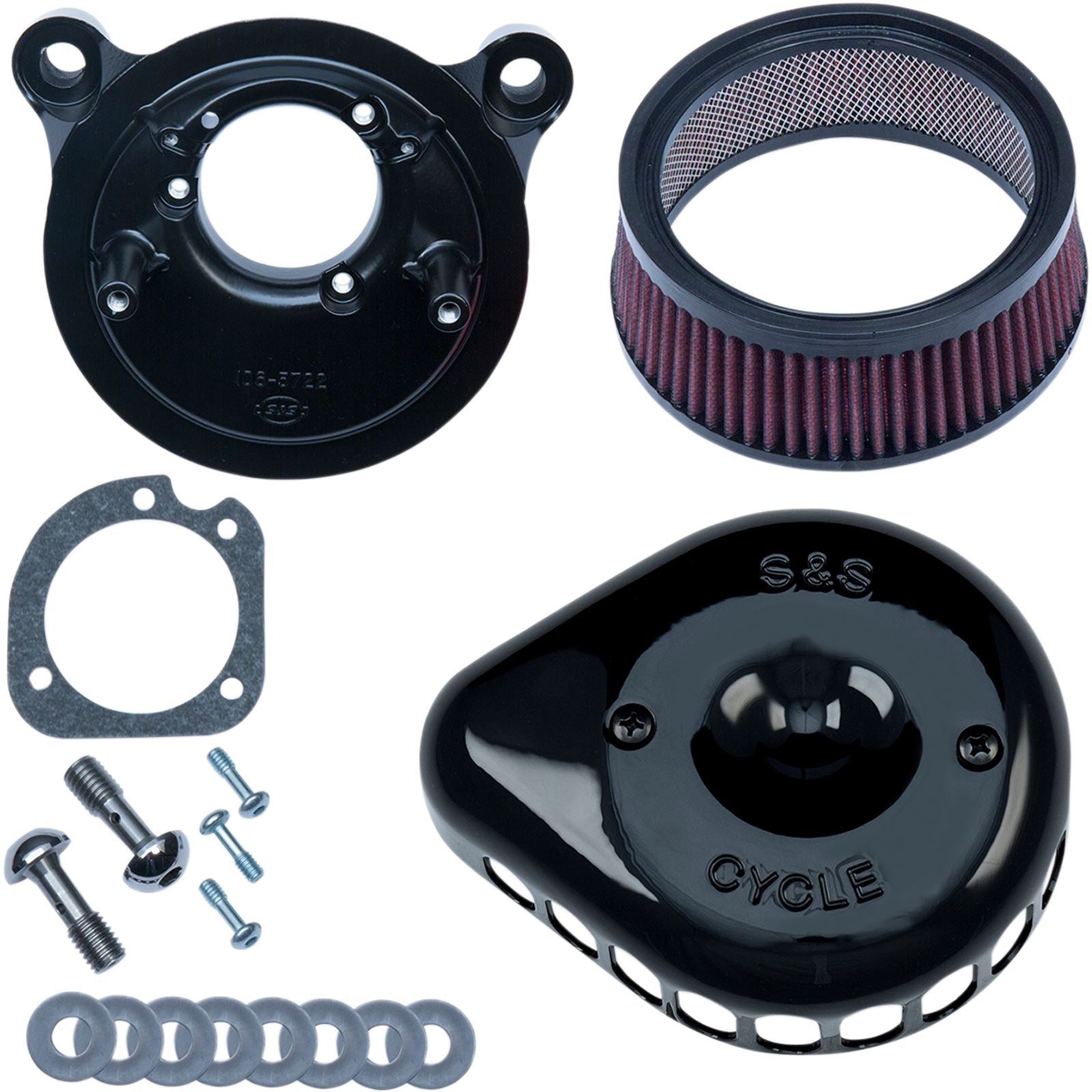 S&S Cycle Air Cleaner - Black - Mounted - '01-17 Twin Cam 170-0442_469785