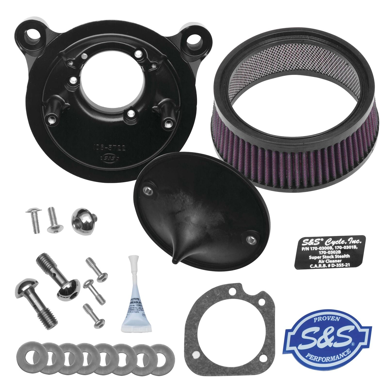 S&S Cycle Air Cleaner Stealth - '01-17 Twin Cam 170-0300B_106754