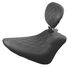 Mustang Motorcycle Products Wide Tripper Solo Seat w/Backrest Diamond Stitch, 13" W Front, 10" W Rear 79745_106865