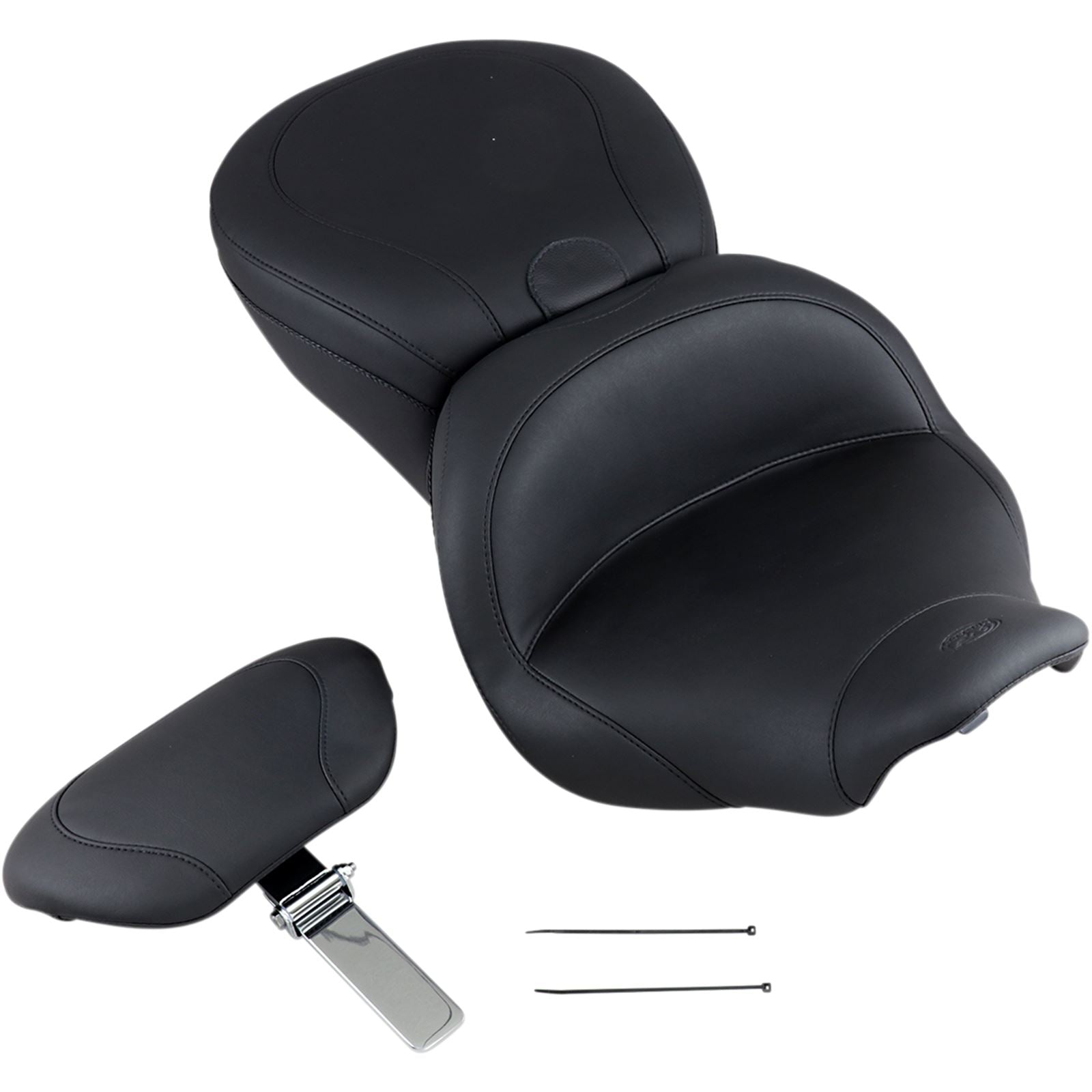 Mustang Motorcycle Products Lowdown Seat with Driver Backrest - Plain - FLHR '97-'07 79672_447359