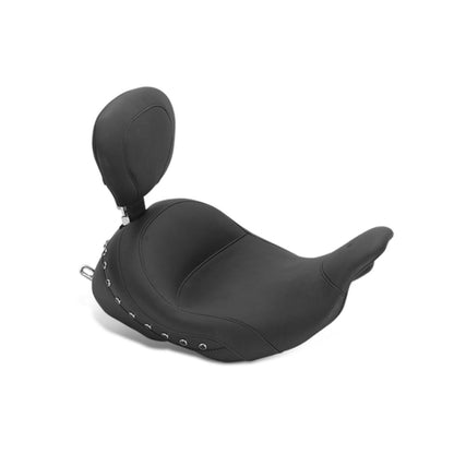 Mustang Motorcycle Products Lowdown Vintage Seat with Driver Backrest - Black Studded 79912_1674751