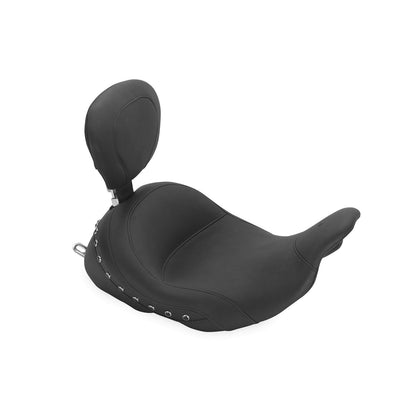 Mustang Motorcycle Products Lowdown Vintage Seat with Driver Backrest - Black Studded 79912_107879