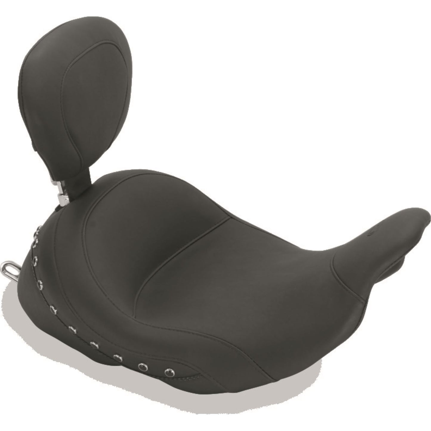 Mustang Motorcycle Products Lowdown Vintage Seat with Driver Backrest - Black Studded 79912_1674750