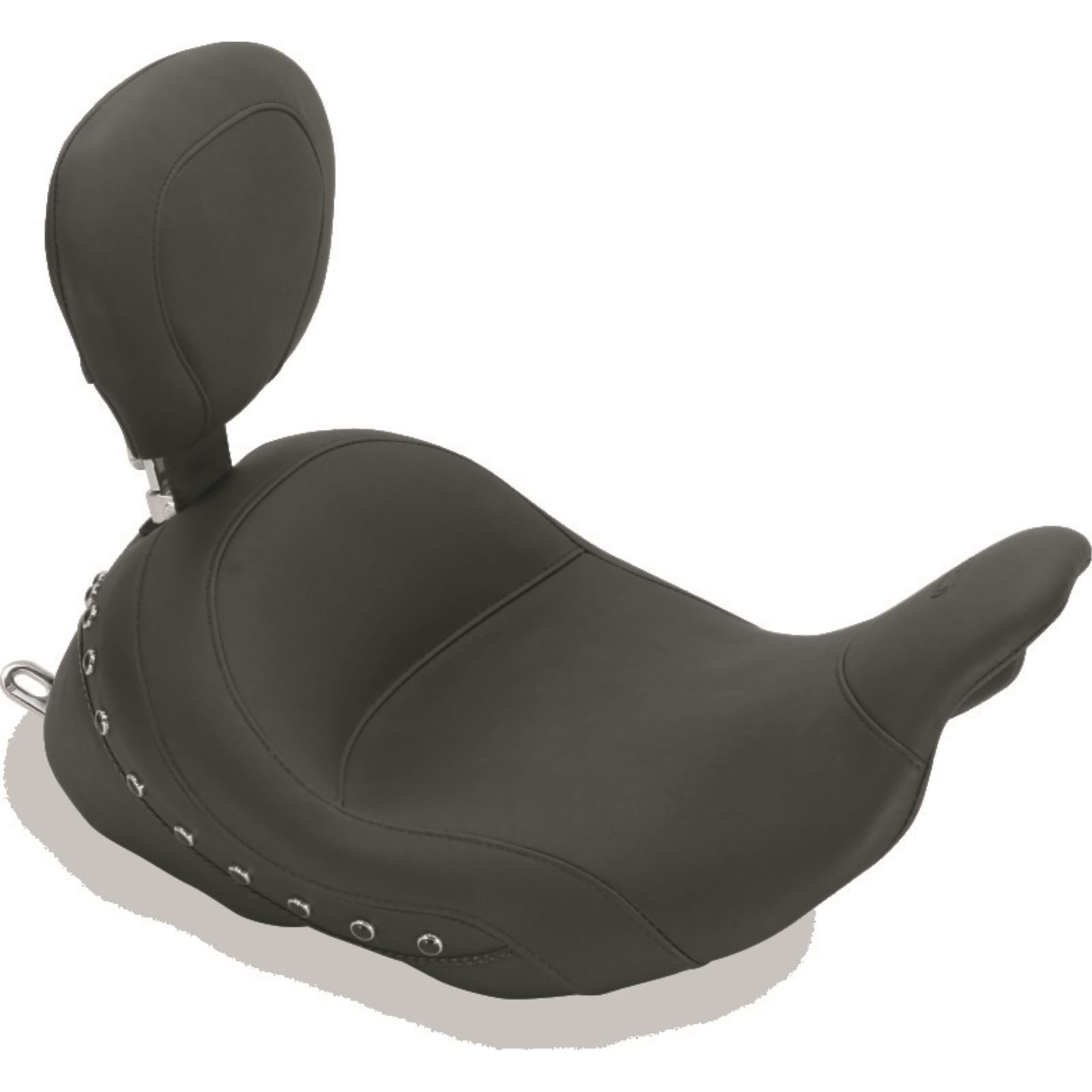 Mustang Motorcycle Products Lowdown Vintage Seat with Driver Backrest - Black Studded 79912_1674750