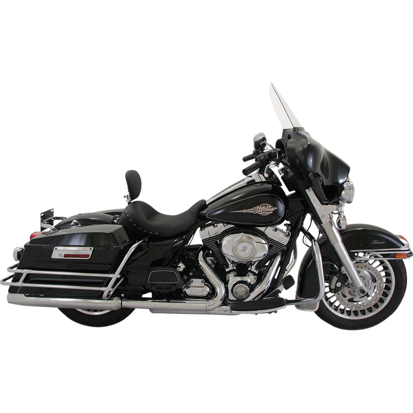 Mustang Motorcycle Products Lowdown Vintage Seat with Driver Backrest - Black Studded 79912_447399