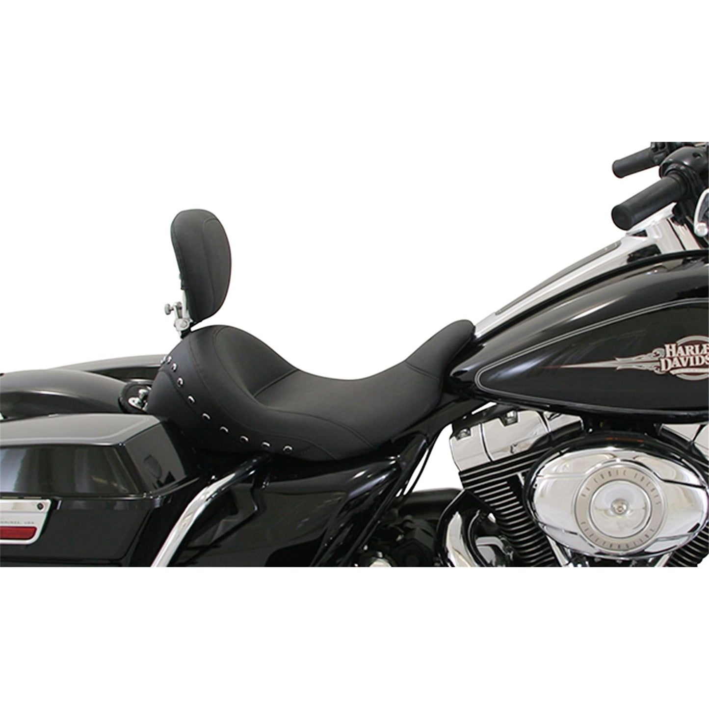 Mustang Motorcycle Products Lowdown Vintage Seat with Driver Backrest - Black Studded 79912_447400