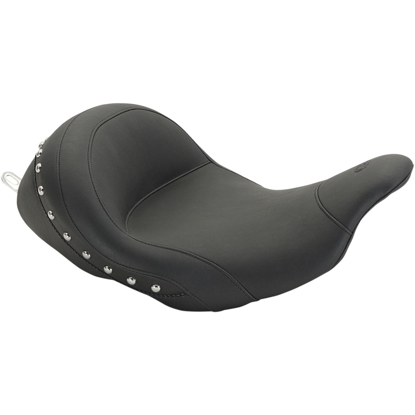 Mustang Motorcycle Products Lowdown Seat with Driver Backrest - Chrome Studded 76079_447402