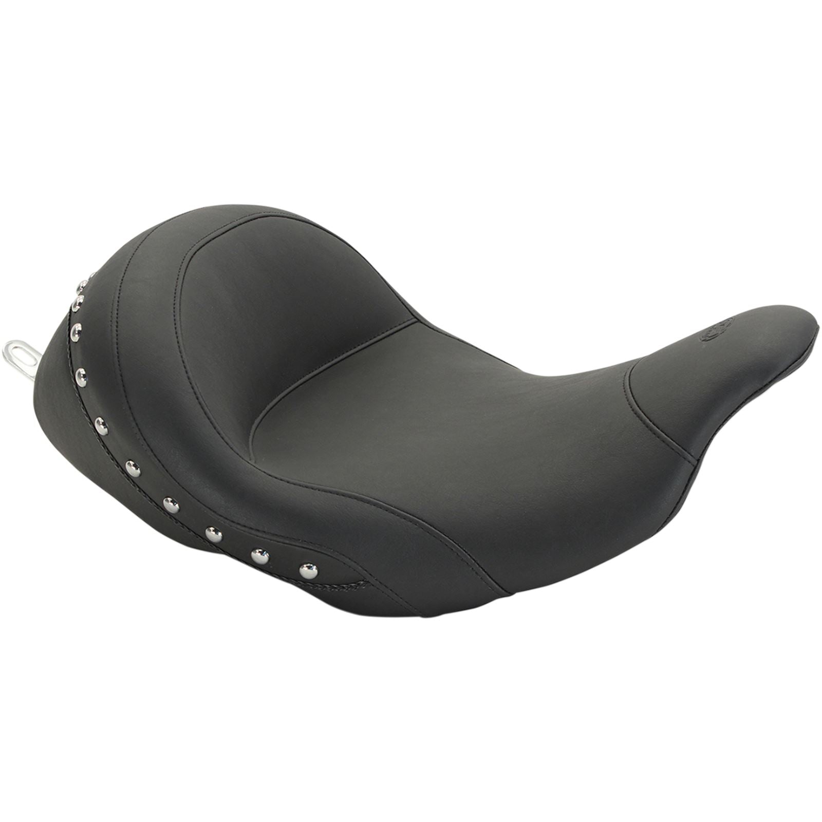 Mustang Motorcycle Products Lowdown Seat with Driver Backrest - Chrome Studded 76079_447402