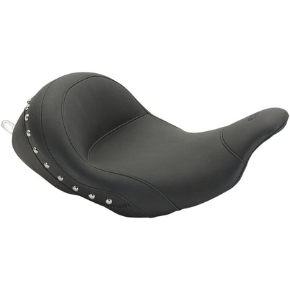 Mustang Motorcycle Products Lowdown Seat with Driver Backrest - Chrome Studded 76079_447402