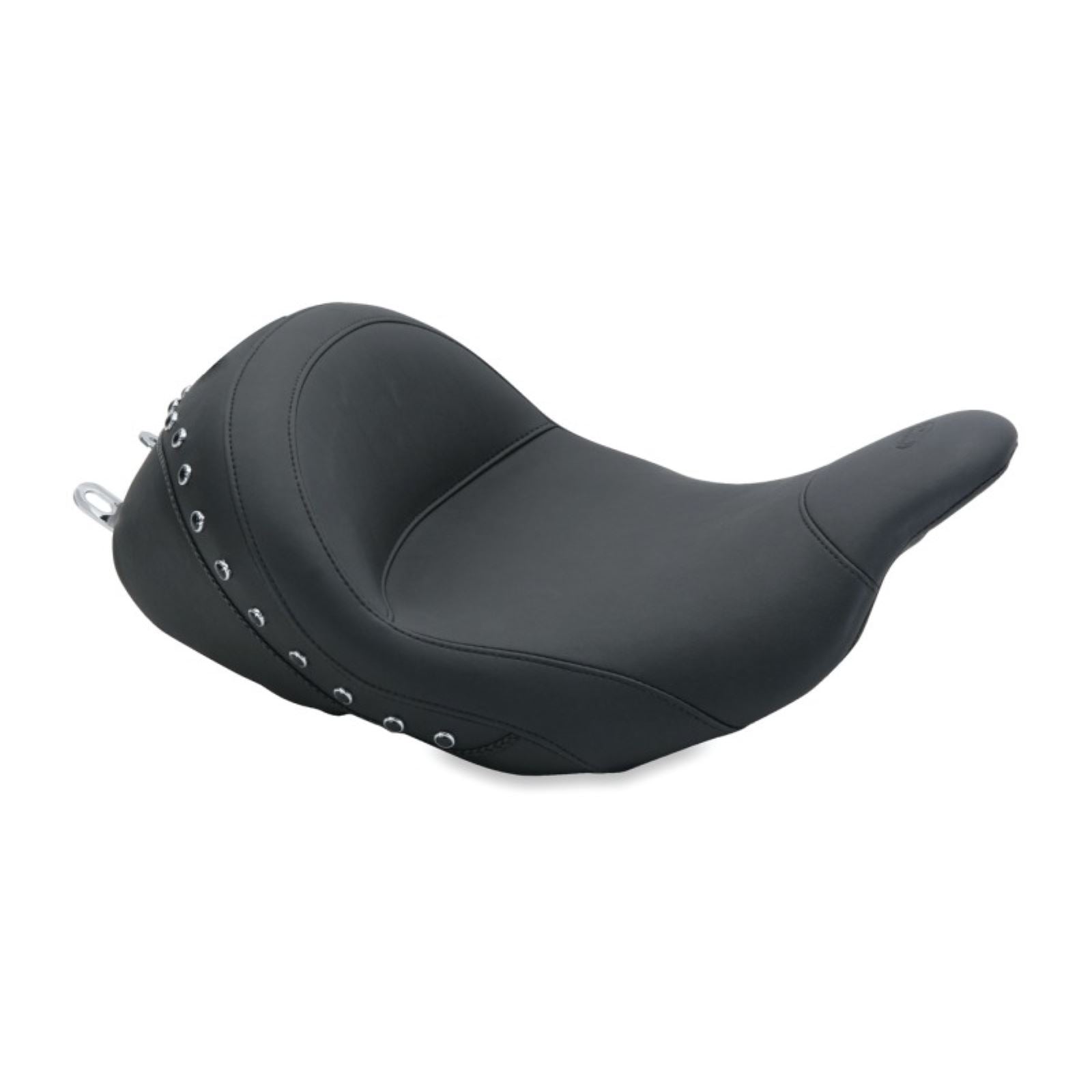 Mustang Motorcycle Products Lowdown Seat with Driver Backrest - Black Studded 76082_1674105