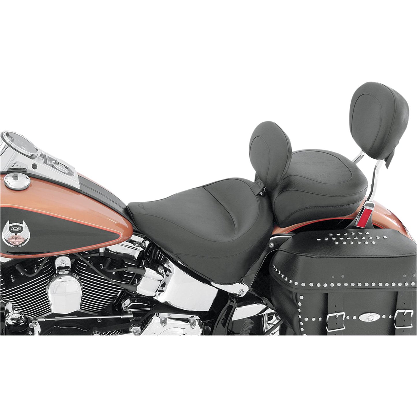 Mustang Motorcycle Products Wide Solo Seat with Driver Backrest - 8-17 FLST 79487_447467