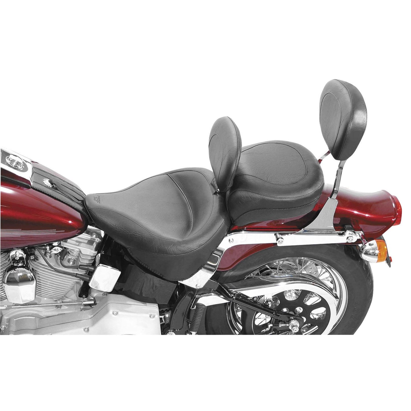 Mustang Motorcycle Products Wide Solo Seat with Driver Backrest - 8-17 FLST 79487_108576