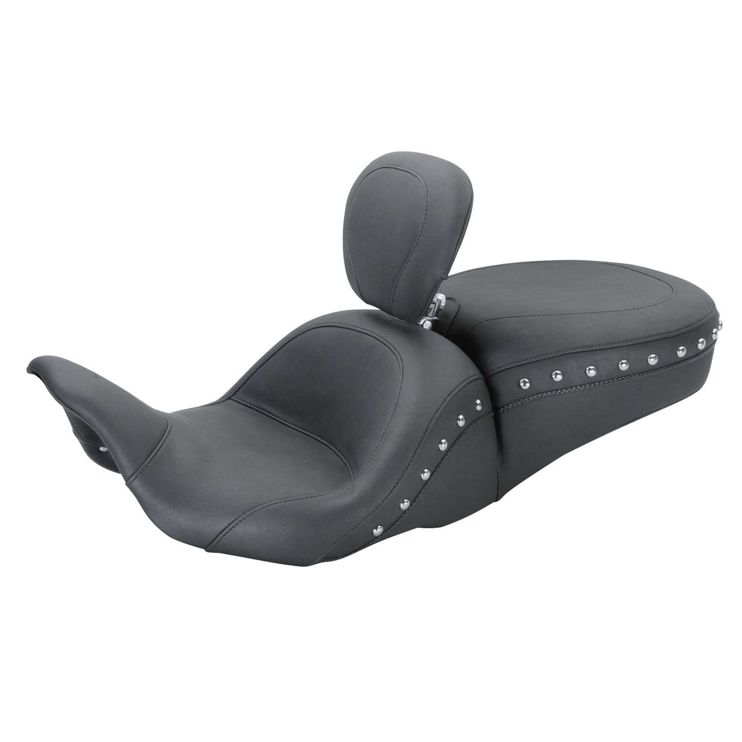 Mustang Motorcycle Products Lowdown Seat with Driver Backrest - Chrome Studded 79704_108607