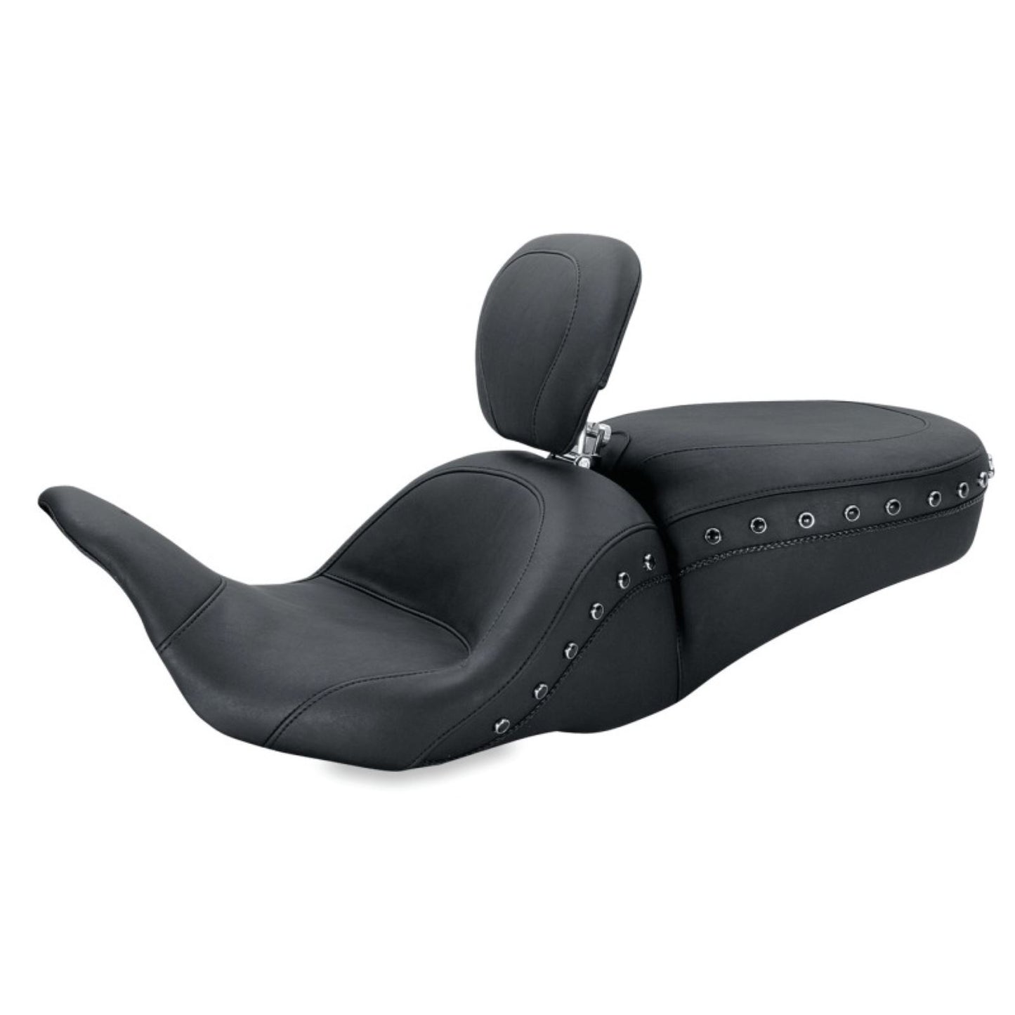 Mustang Motorcycle Products Lowdown Seat with Driver Backrest - Black Studded 79705_1674676