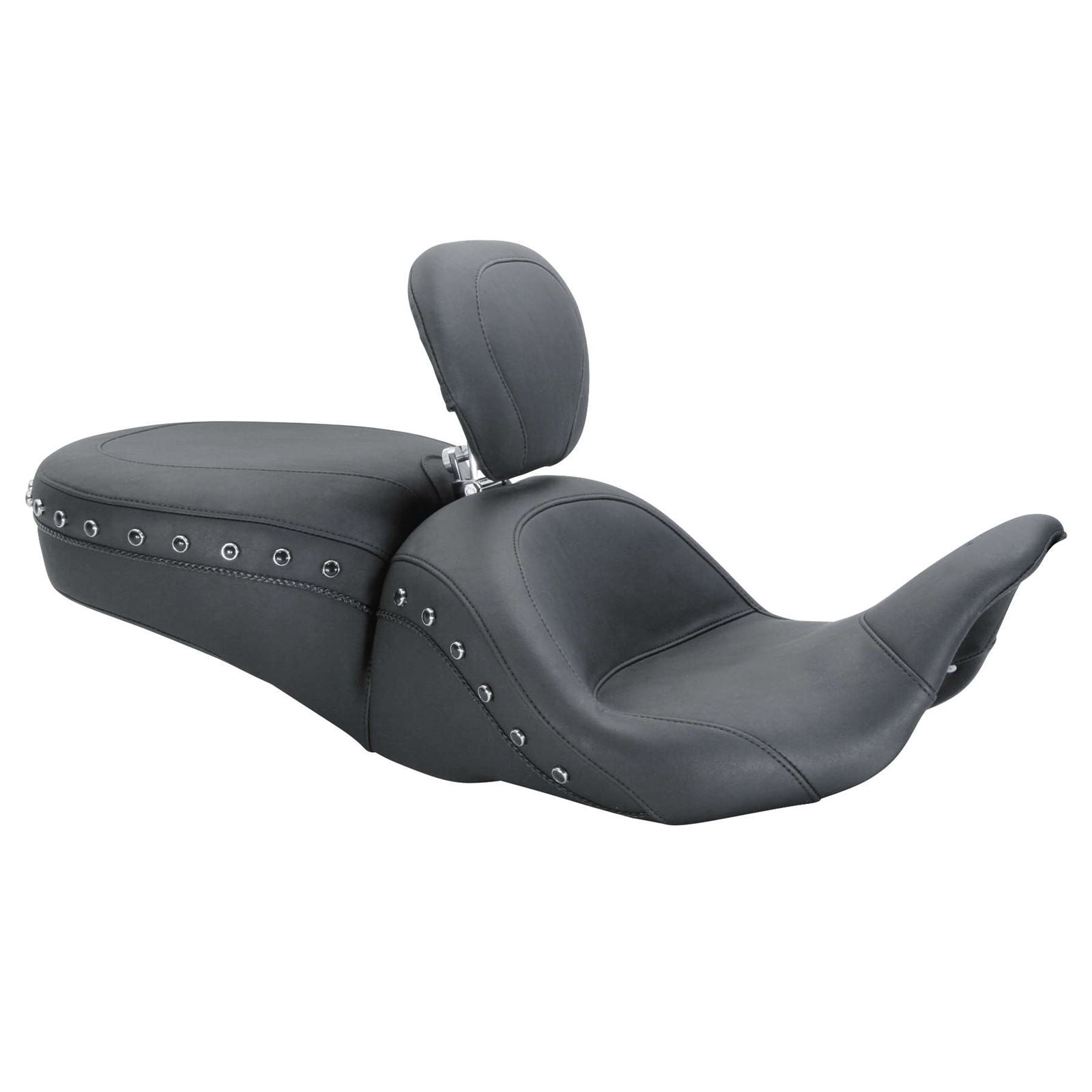 Mustang Motorcycle Products Lowdown Seat with Driver Backrest - Black Studded 79705_108608