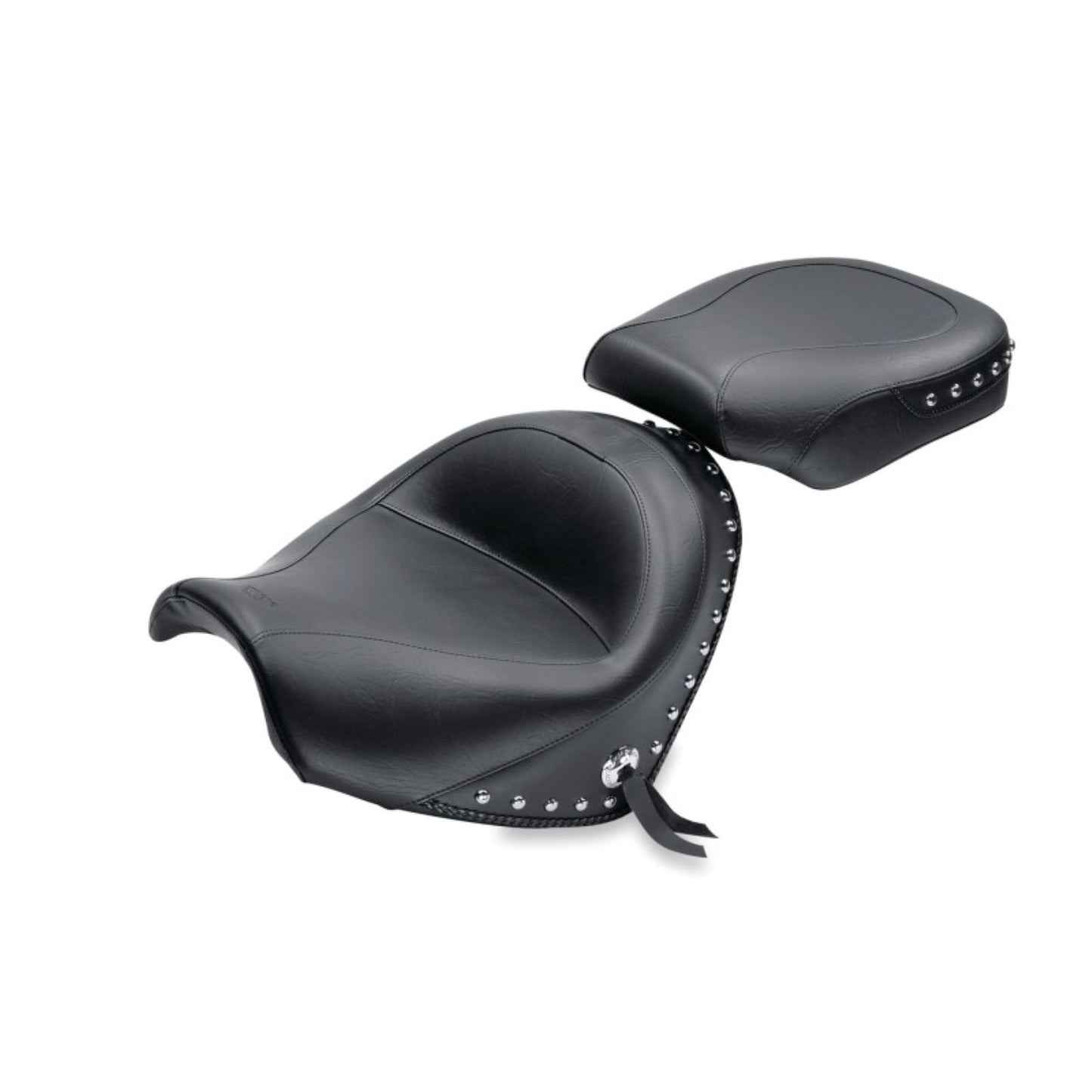 Mustang Motorcycle Products Standard Touring Two-Piece Seat for Suzuki - Chrome Studded Black 76060_1674115