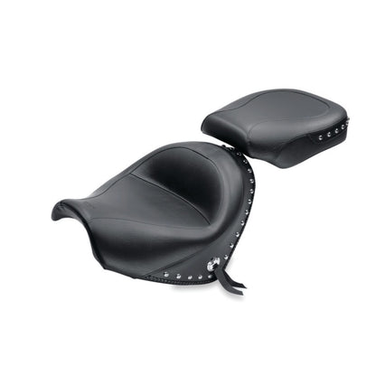 Mustang Motorcycle Products Standard Touring Two-Piece Seat for Suzuki - Chrome Studded Black 76060_1674115