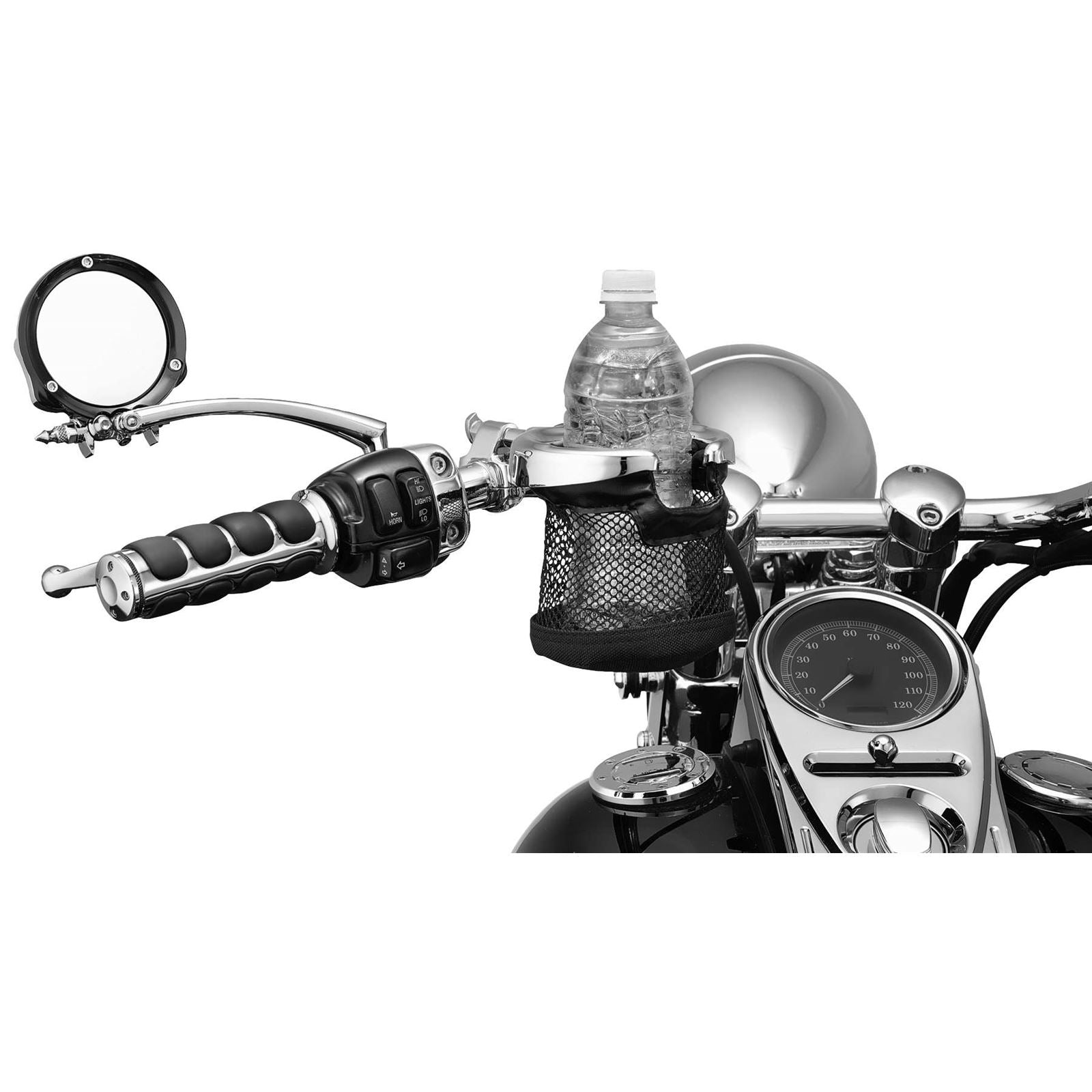 Kuryakyn Chrome Universal Drink Holder with Basket And Clamp For 1" Handlebars 1422_110510