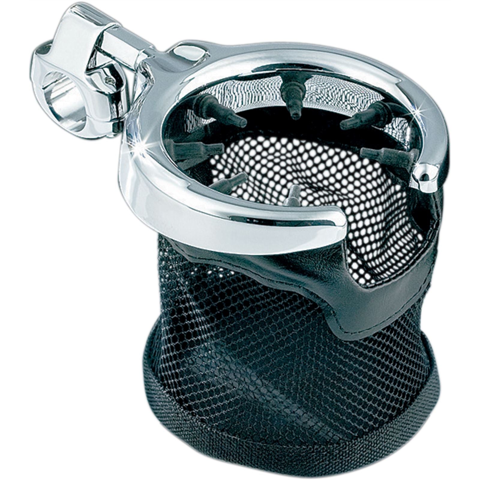 Kuryakyn Chrome Universal Drink Holder with Basket And Clamp For 1" Handlebars 1422_410686