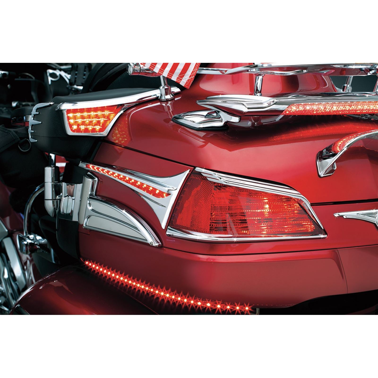 Kuryakyn Passenger Armrest Chrome Trim With LED Light For Honda GL1800 '06-17 3240_412822