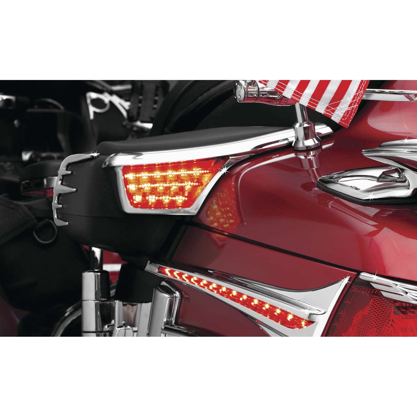 Kuryakyn Passenger Armrest Chrome Trim With LED Light For Honda GL1800 '06-17 3240_110952