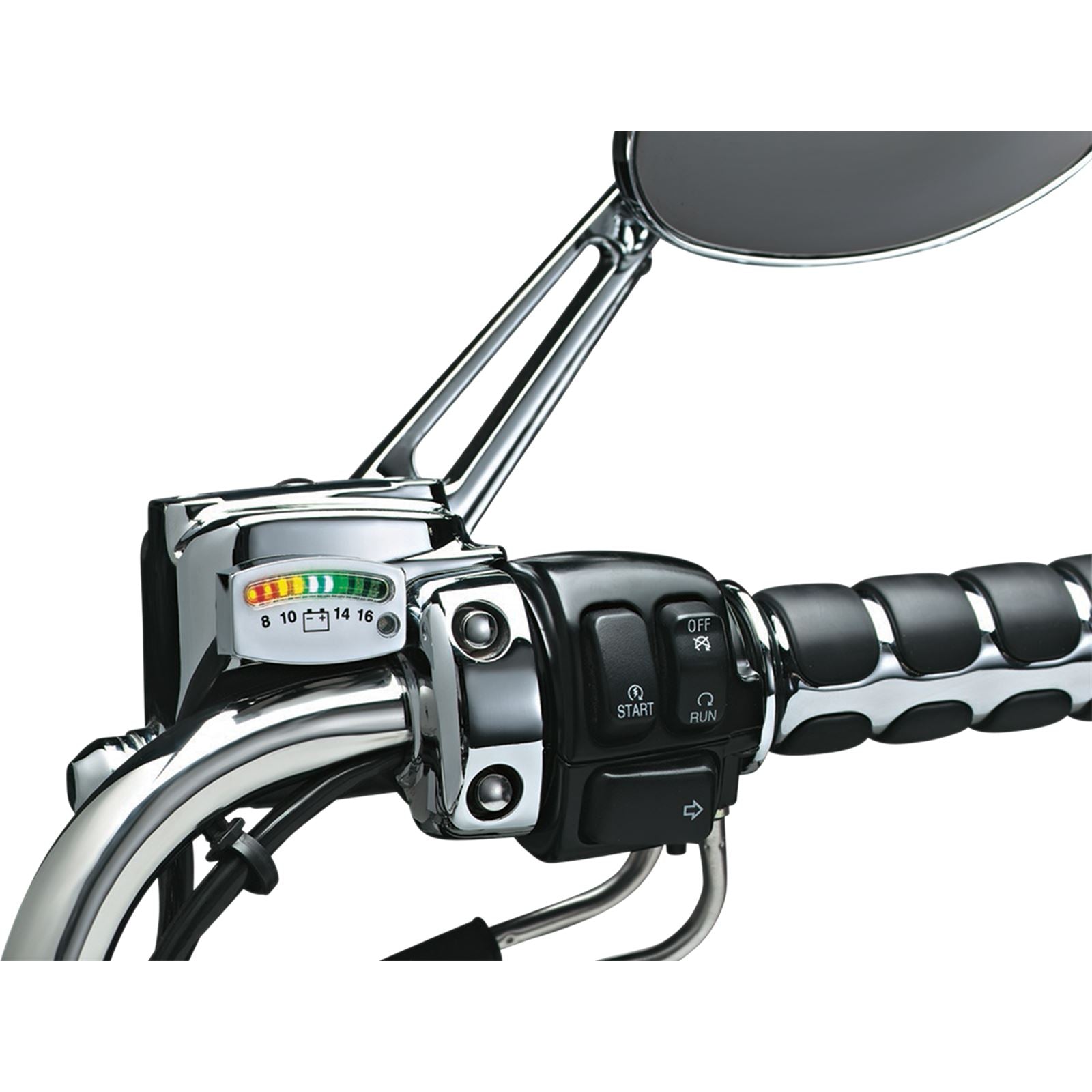 Kuryakyn LED Battery Gauge - Chrome - 2" x 3/4" x 3/16" 4219_413133