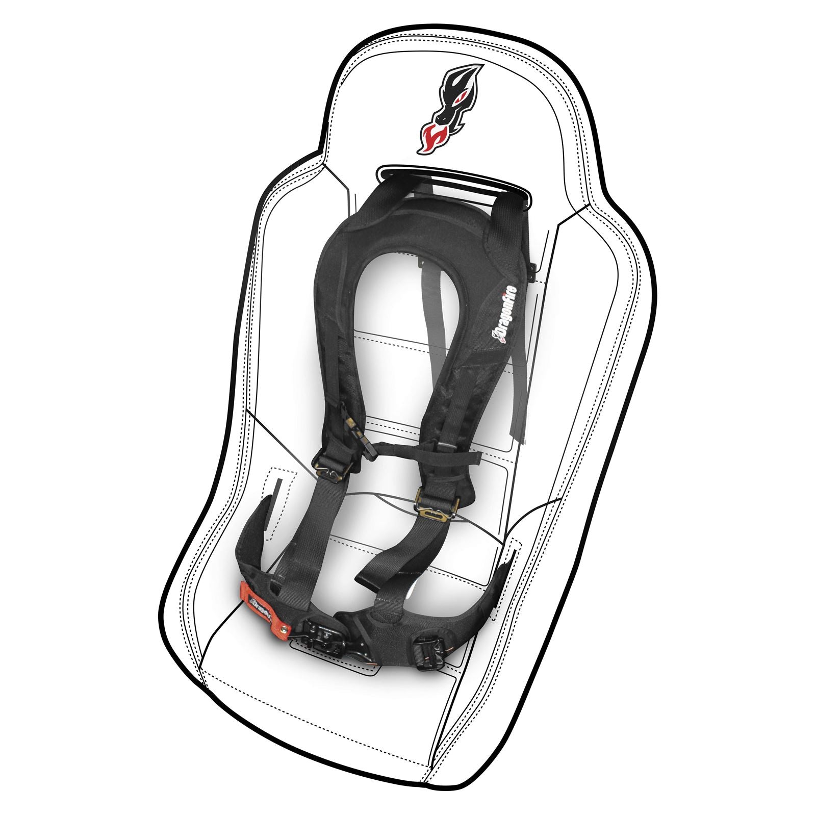DragonFire Racing EVO Harness Body Contoured - Black 14-0040_113482