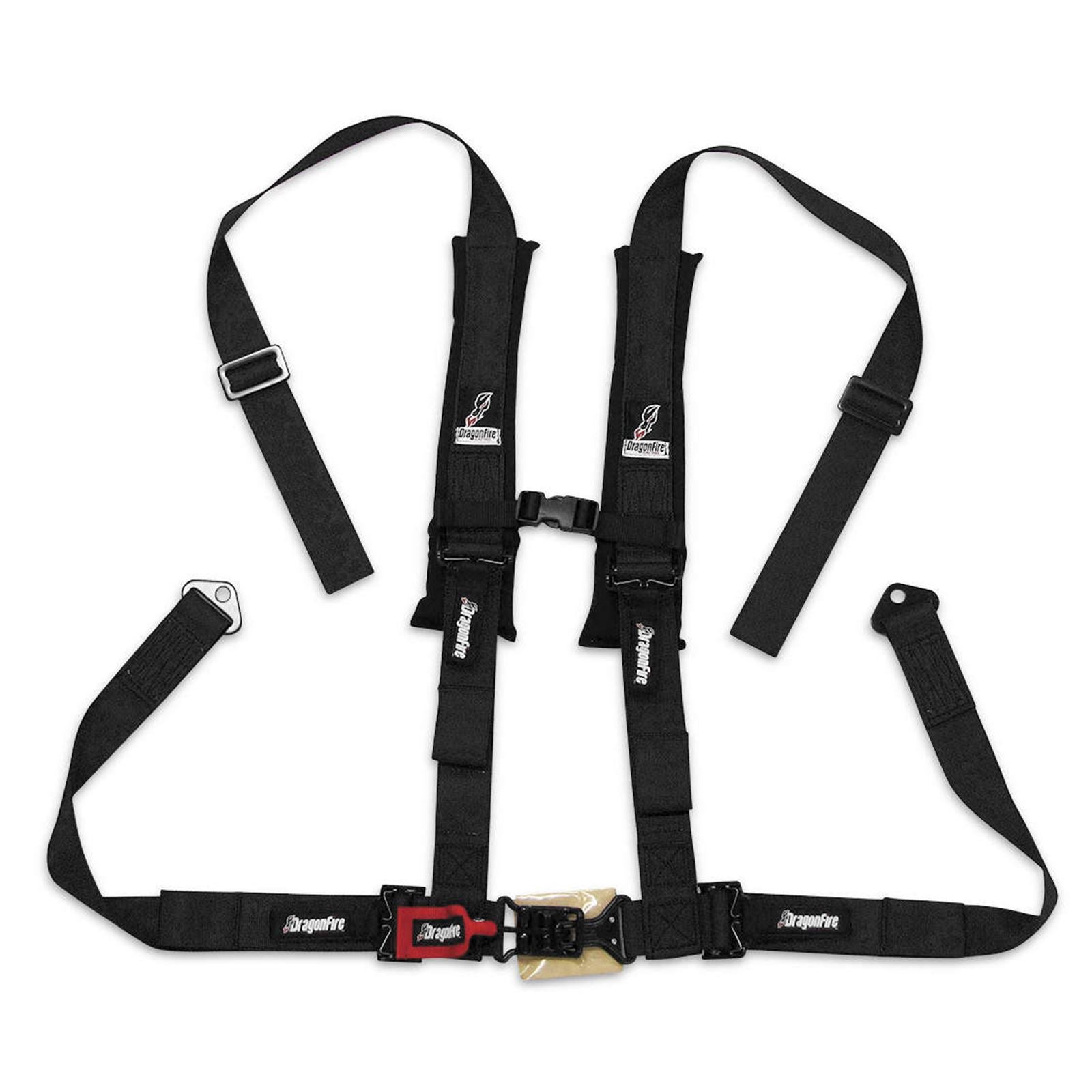 DragonFire Racing Harness Restraints Black H-Style - 4-Point - 2" Buckle 14-0025_113657