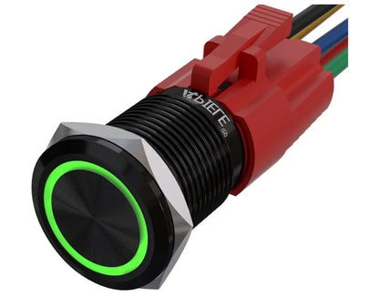 Birdie Pro Black Angel Ring LED Latching/Momentary Switch 12v