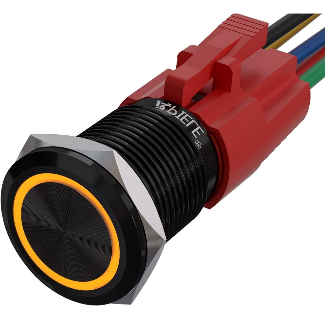 Birdie Pro Black Angel Ring LED Latching/Momentary Switch 12v