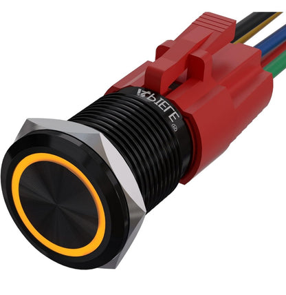 Birdie Pro Black Angel Ring LED Latching/Momentary Switch 12v