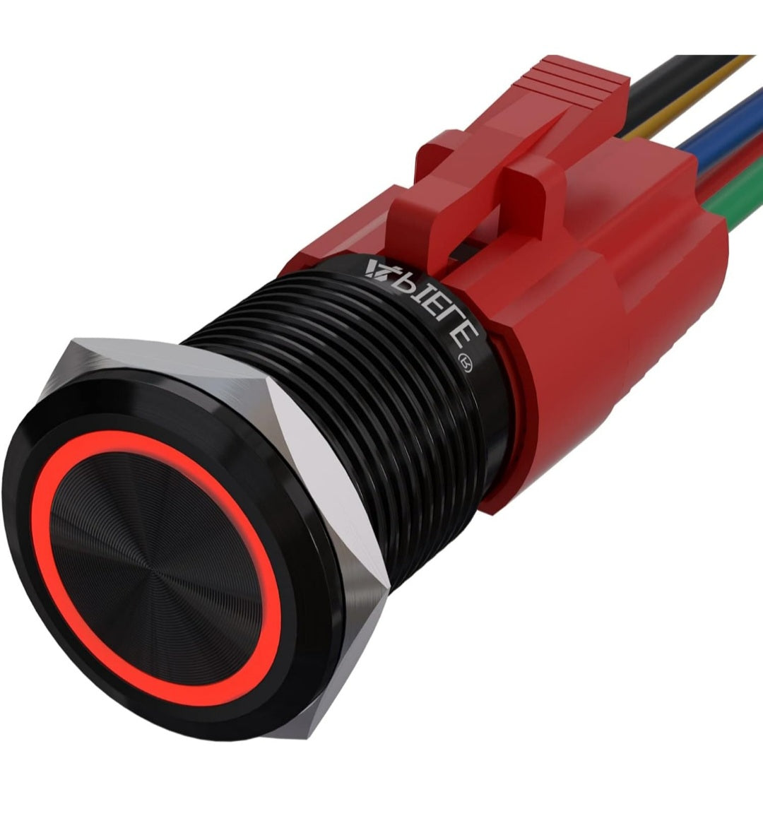 Birdie Pro Black Angel Ring LED Latching/Momentary Switch 12v