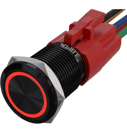 Birdie Pro Black Angel Ring LED Latching/Momentary Switch 12v