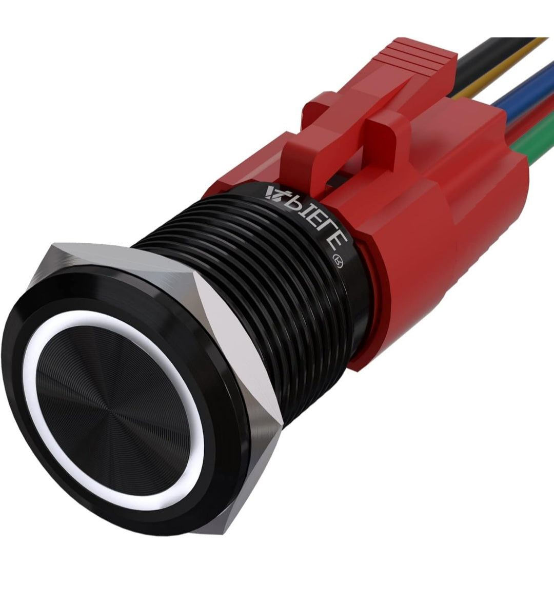Birdie Pro Black Angel Ring LED Latching/Momentary Switch 12v