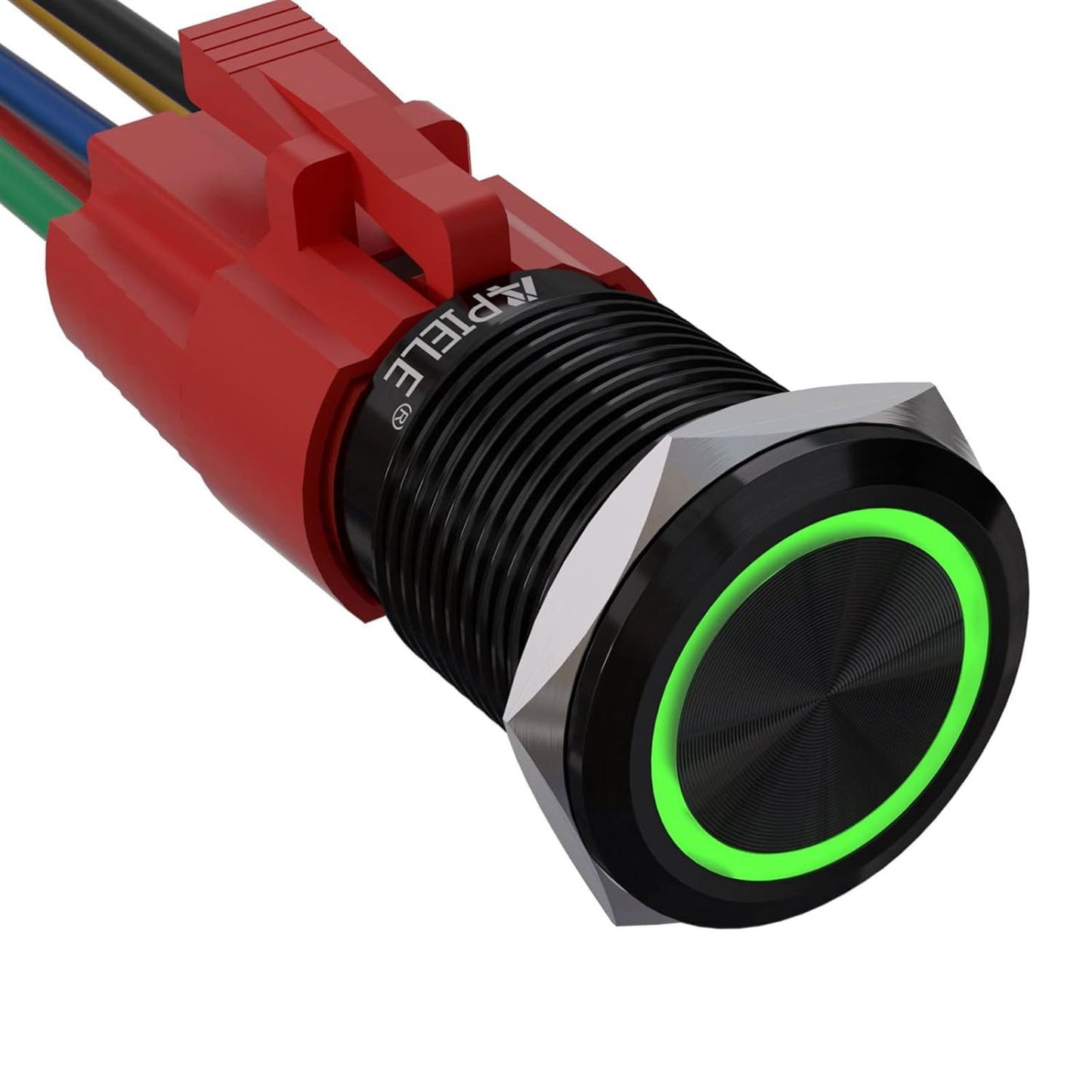 Birdie Pro Black Angel Ring LED Latching/Momentary Switch 12v