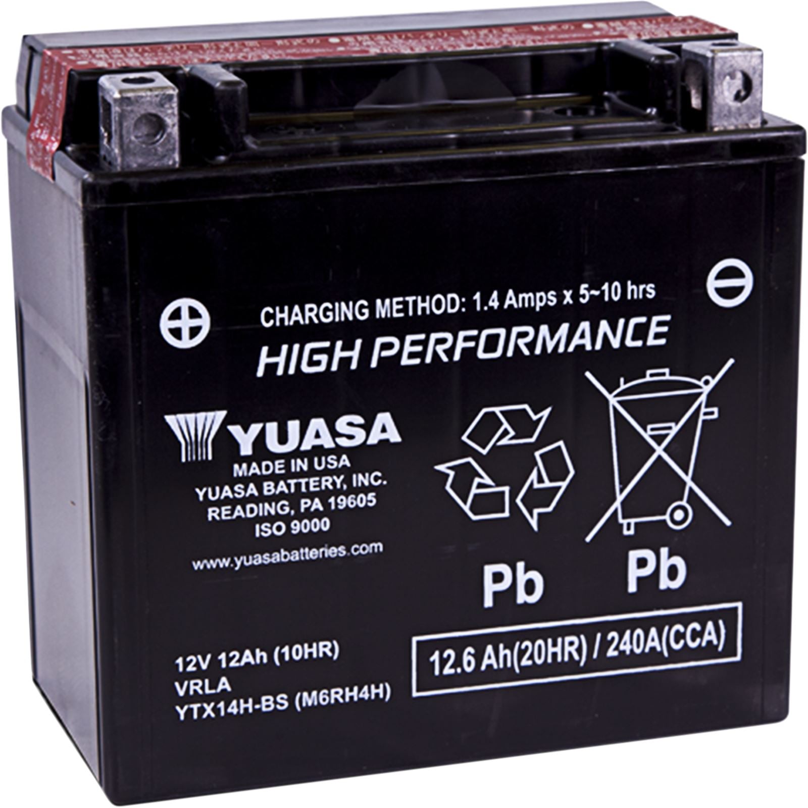 Yuasa AGM Battery - 12V - 12ah - YTX14H-BS .69 Liter - Maintenance-Free YUAM6RH4H_501362
