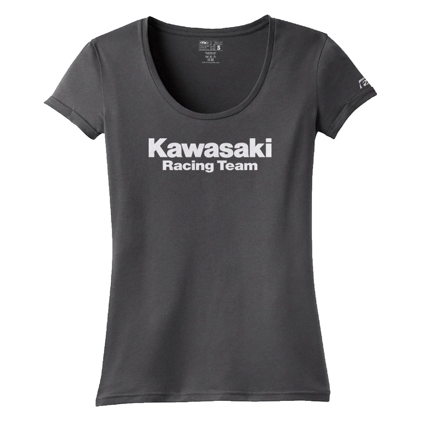 Factory Effex Women's Kawasaki Racing Tee Shirt - Charcoal - Medium 18-87152_561933